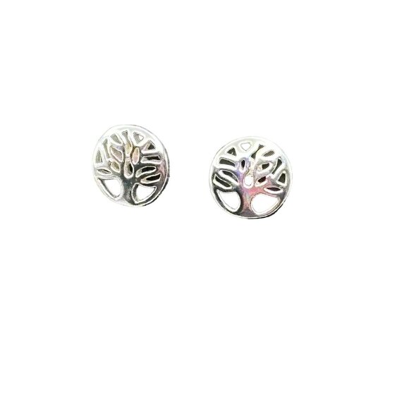 Tree of Life Earrings 925 Sterling Silver Family Circle Studs Posts TH IBB - Picture 6 of 8